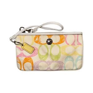 Vintage 2005 Coach Scribble Multicolor Logo Large Wristlet 8"
